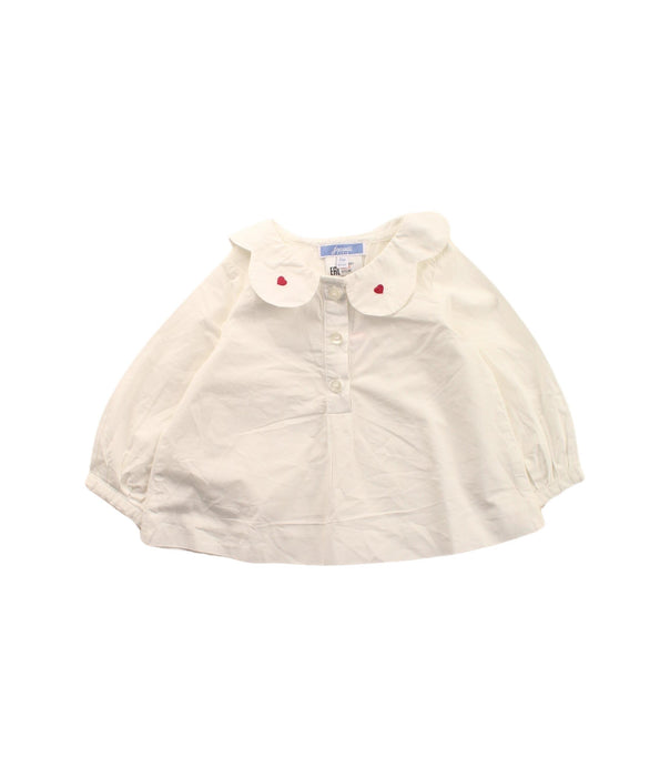 A White Long Sleeve Tops from Jacadi in size 3-6M for girl. (Front View)