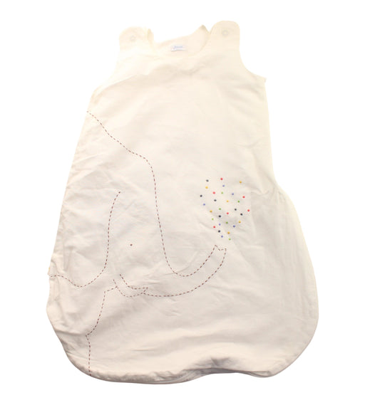 A White Sleepsacs from Jacadi in size 0-3M for neutral. (Front View)