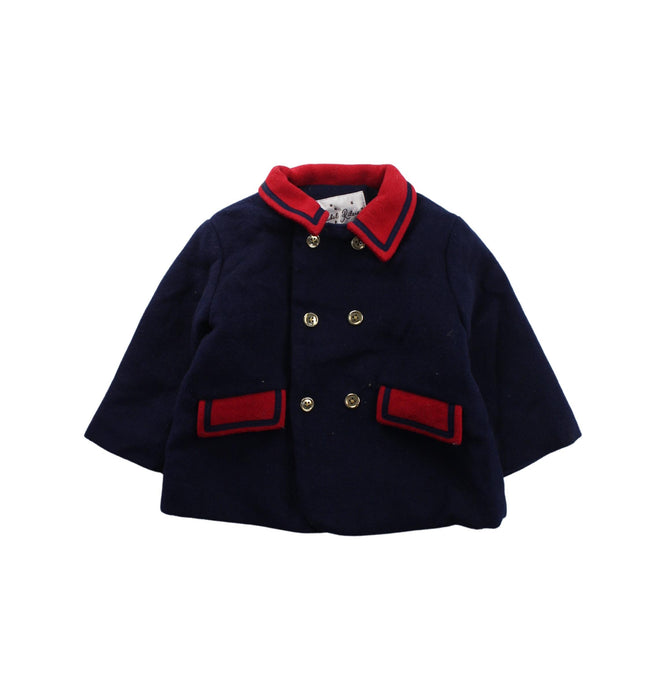 A Blue Coats from Rachel Riley in size 6-12M for boy. (Front View)