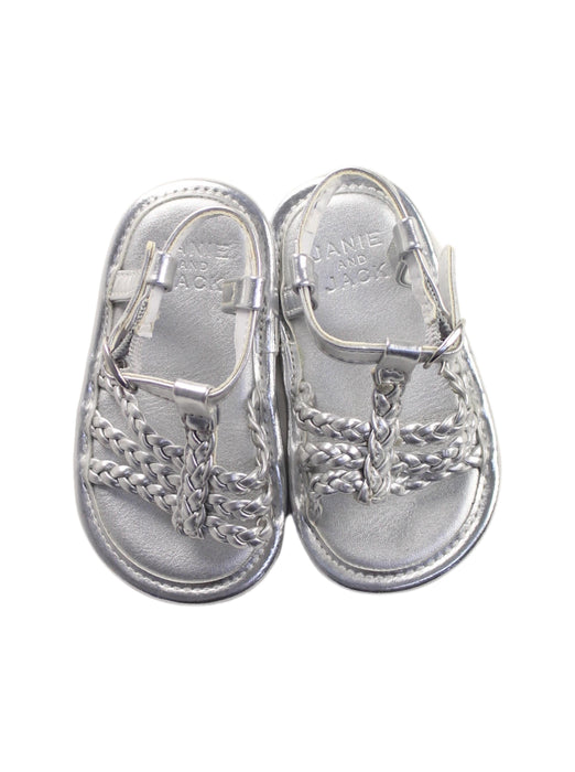 A Silver Sandals from Janie & Jack in size 12-18M for girl. (Back View)