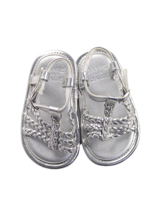 A Silver Sandals from Janie & Jack in size 12-18M for girl. (Back View)