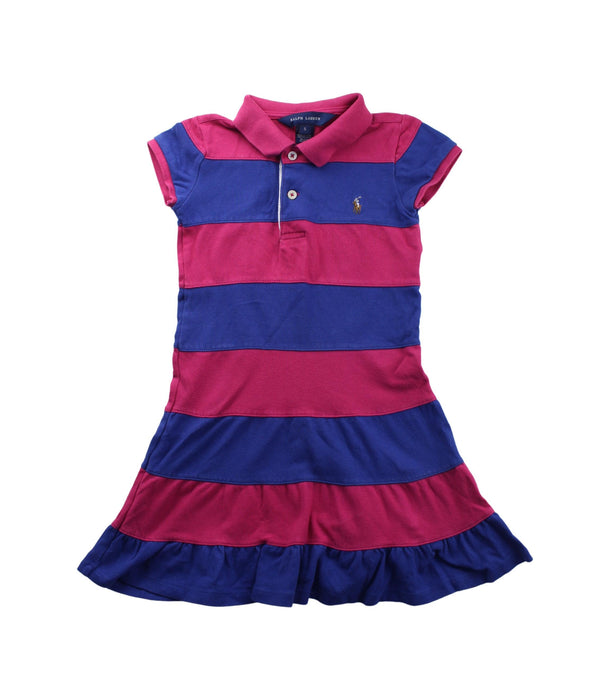 A Blue Short Sleeve Dresses from Ralph Lauren in size 5T for girl. (Front View)