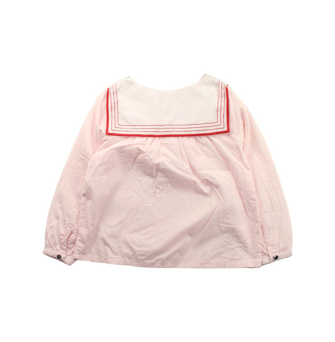 A Pink Long Sleeve Tops from Jacadi in size 6T for girl. (Back View)