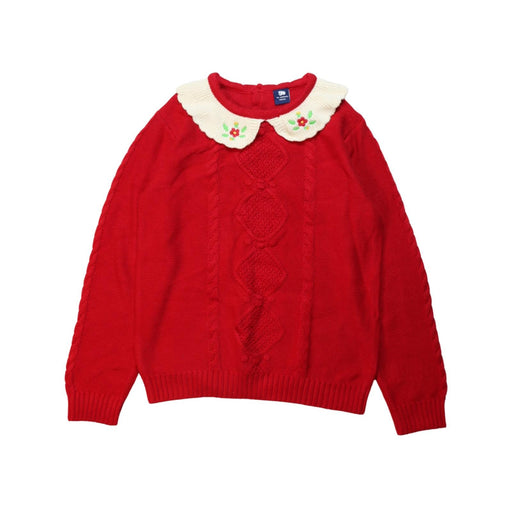 A Red Knit Sweaters from Les Enphants in size 8Y for girl. (Front View)