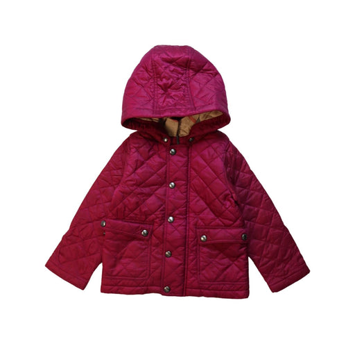 A Red Puffer/Quilted Jackets from Burberry in size 2T for neutral. (Front View)