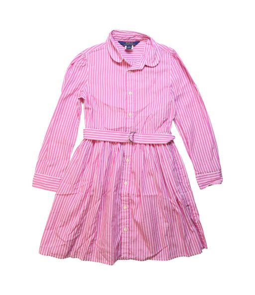 A Pink Long Sleeve Dresses from Polo Ralph Lauren in size 6T for girl. (Front View)