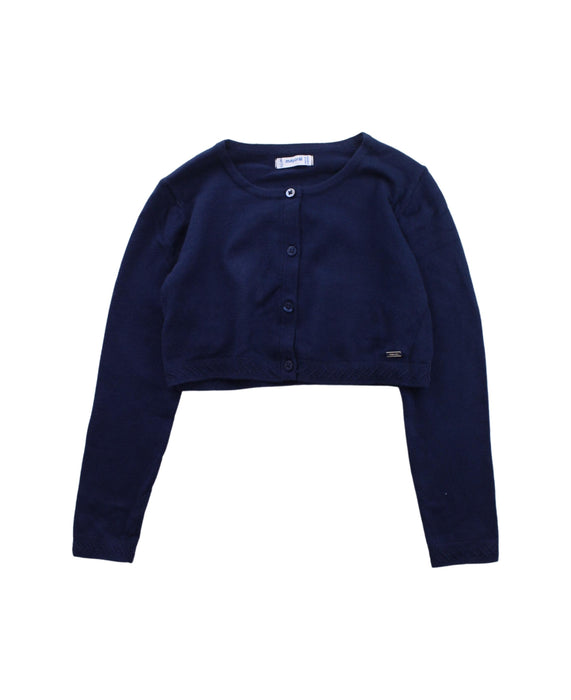 A Blue Cardigans from Mayoral in size 5T for girl. (Front View)