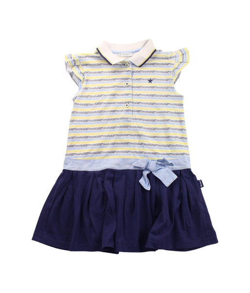 A Blue Short Sleeve Dresses from Tutto Piccolo in size 4T for girl. (Front View)