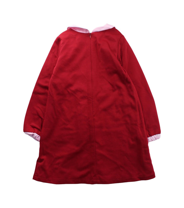 A Red Long Sleeve Dresses from Gusella in size 6T for girl. (Back View)