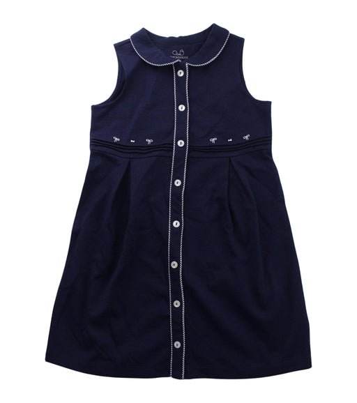 A Blue Sleeveless Dresses from Chickeeduck in size 5T for girl. (Front View)