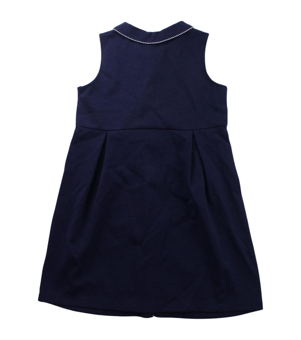 A Blue Sleeveless Dresses from Chickeeduck in size 5T for girl. (Back View)