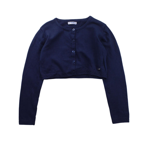 A Blue Cardigans from Mayoral in size 6T for girl. (Front View)