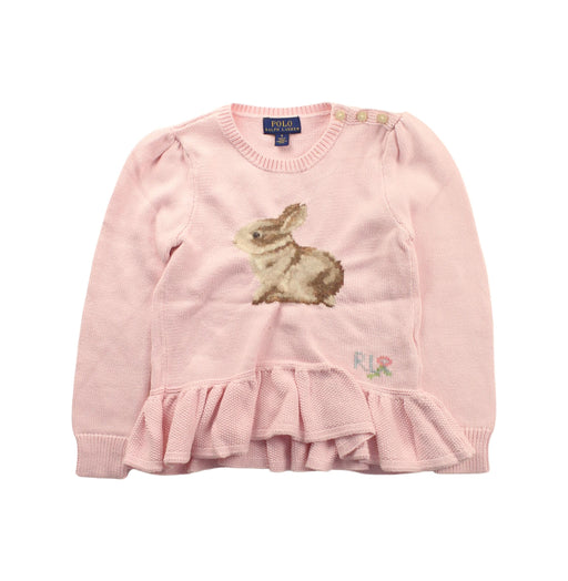 A Pink Knit Sweaters from Polo Ralph Lauren in size 5T for girl. (Front View)