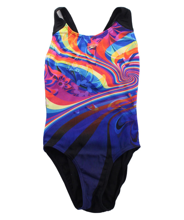 A Black Swimsuits from Speedo in size 8Y for girl. (Front View)