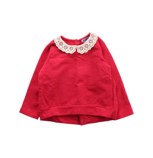 A Red Buttoned Sweatshirts from Jacadi in size 4T for girl. (Front View)