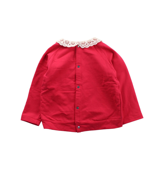 A Red Buttoned Sweatshirts from Jacadi in size 4T for girl. (Back View)