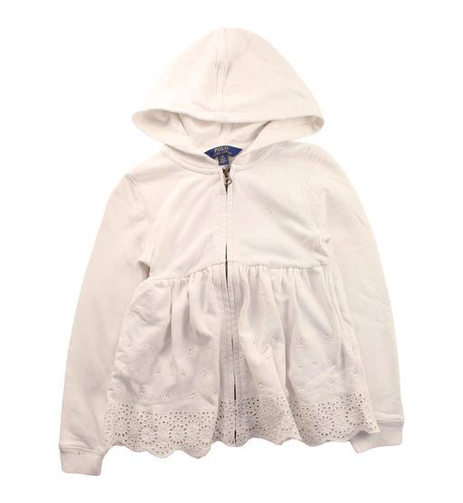 A White Zippered Sweatshirts from Polo Ralph Lauren in size 6T for girl. (Front View)