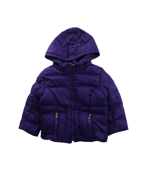 A Purple Puffer/Quilted Jackets from Ralph Lauren in size 2T for girl. (Front View)