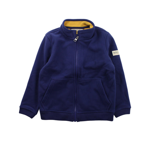 A Blue Zippered Sweatshirts from Aigle in size 6T for boy. (Front View)