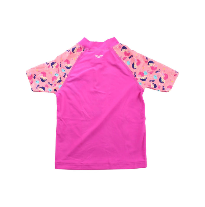 A Pink Rash Guards from Arena in size 4T for girl. (Back View)