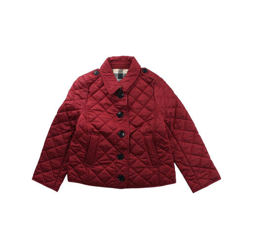 A Red Puffer/Quilted Jackets from Burberry in size 3T for girl. (Front View)