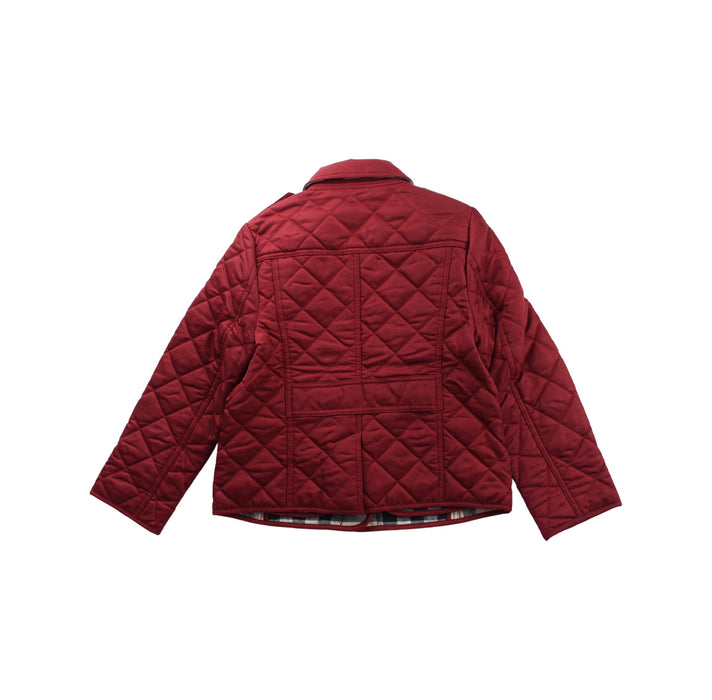 A Red Puffer/Quilted Jackets from Burberry in size 3T for girl. (Back View)