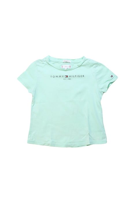 A Teal Short Sleeve T Shirts from Tommy Hilfiger in size 4T for girl. (Front View)