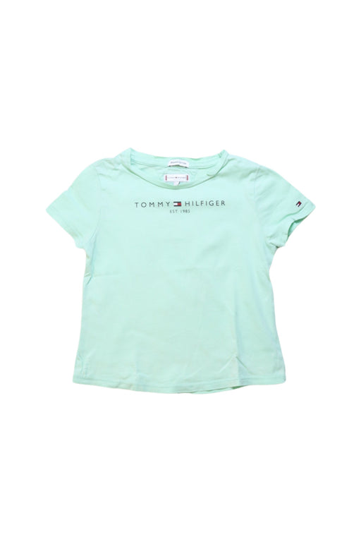 A Teal Short Sleeve T Shirts from Tommy Hilfiger in size 4T for girl. (Front View)