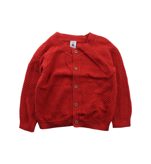 A Red Cardigans from Petit Bateau in size 12-18M for girl. (Front View)