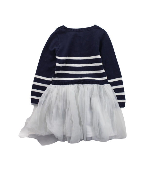 A Blue Sweater Dresses from Petit Bateau in size 2T for girl. (Back View)