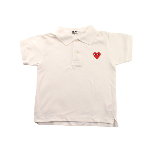 A White Short Sleeve Polos from Comme des Garcons in size 4T for boy. (Front View)