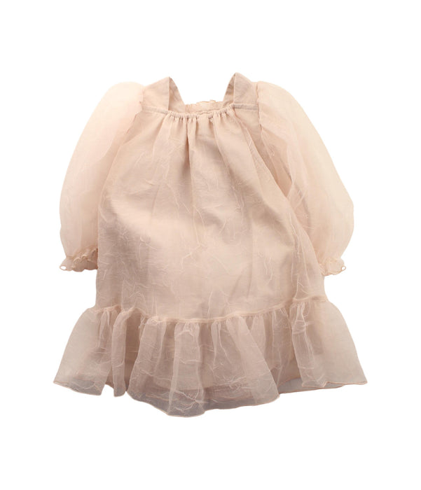 A Peach Long Sleeve Dresses from Monbebe in size 6-12M for girl. (Back View)