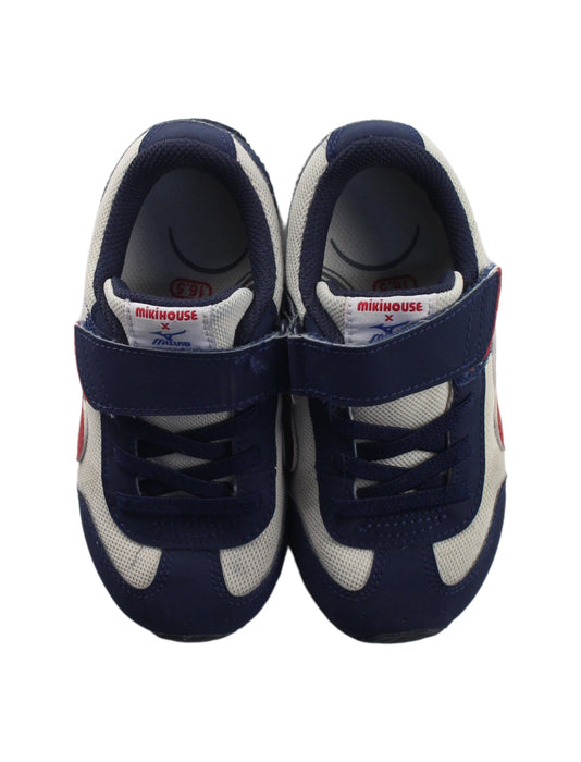 A Blue Sneakers from Miki House x Mizuno in size 4T for boy. (Back View)