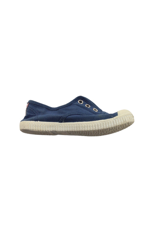 A Blue Slip Ons from Cienta in size 4T for boy. (Front View)