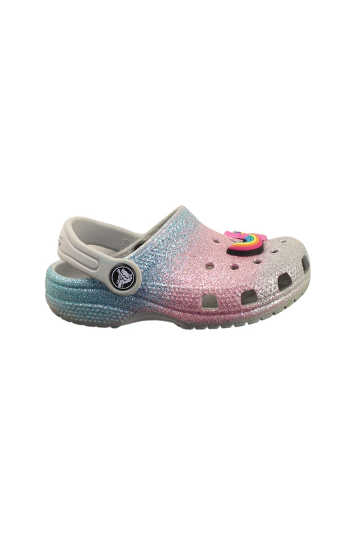 A Blue Sandals from Crocs in size 3T for girl. (Front View)