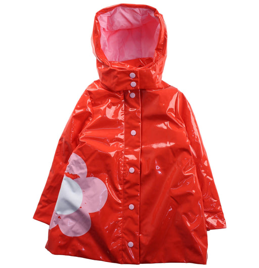 A Red Rain Jackets from Jacadi in size 5T for girl. (Front View)