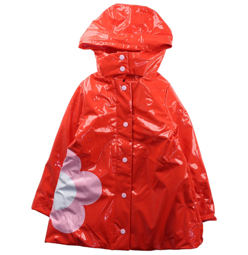 A Red Rain Jackets from Jacadi in size 6T for girl. (Front View)