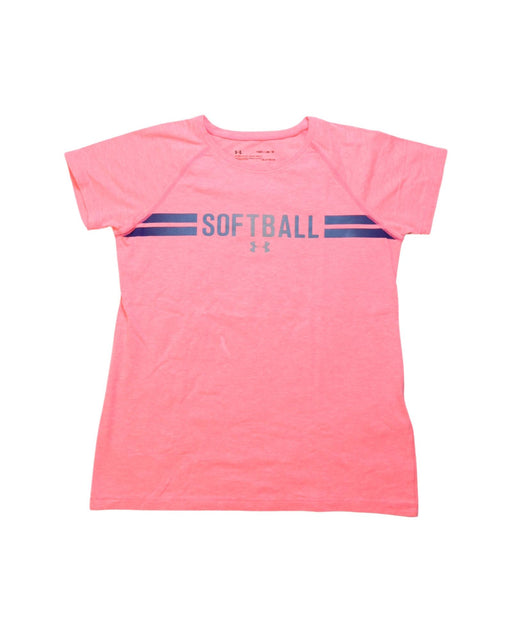 A Pink Short Sleeve T Shirts from Under Armour in size 10Y for girl. (Front View)
