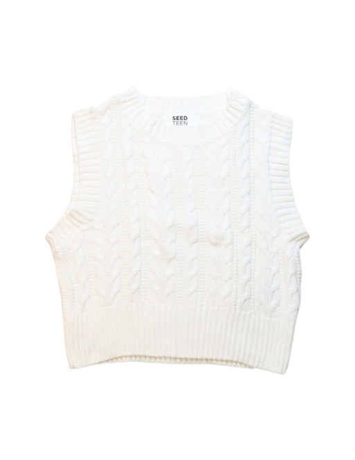 A White Sweater Vests from Seed in size 10Y for girl. (Front View)