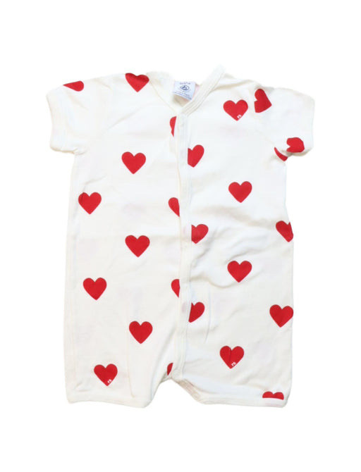 A White Rompers from Petit Bateau in size 3-6M for girl. (Front View)