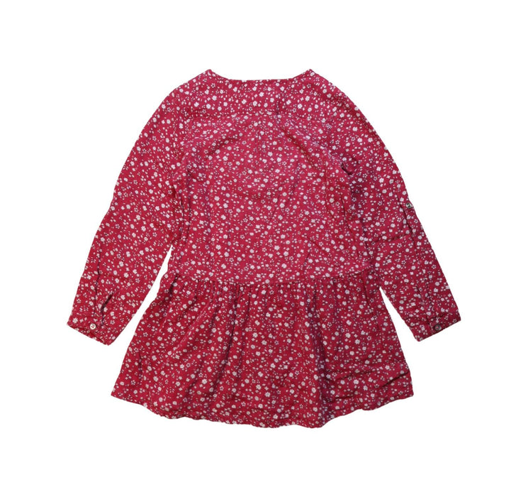 A Red Long Sleeve Dresses from Petit Bateau in size 8Y for girl. (Back View)