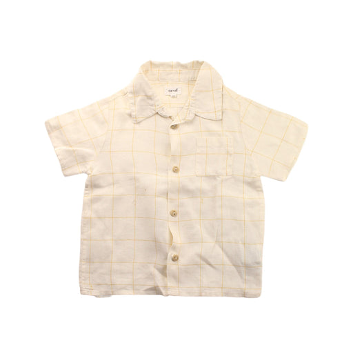 A White Short Sleeve Shirts from Oeuf in size 2T for boy. (Front View)