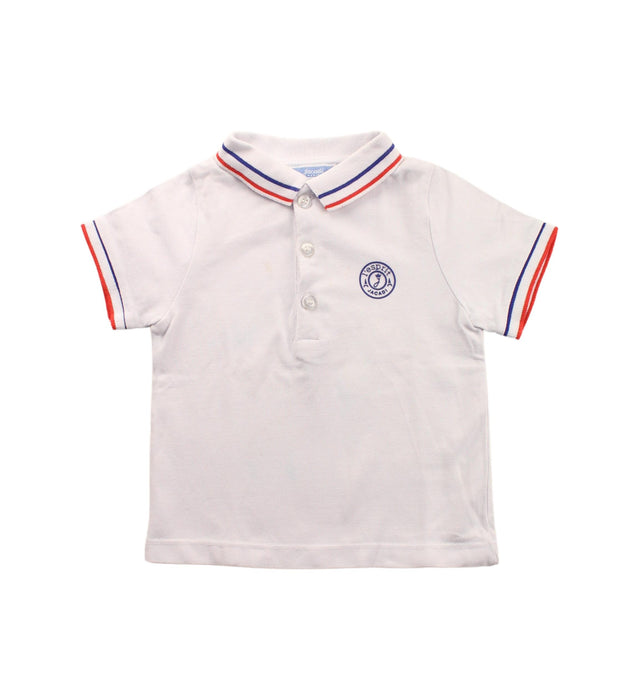 A White Short Sleeve Polos from Jacadi in size 6-12M for boy. (Front View)