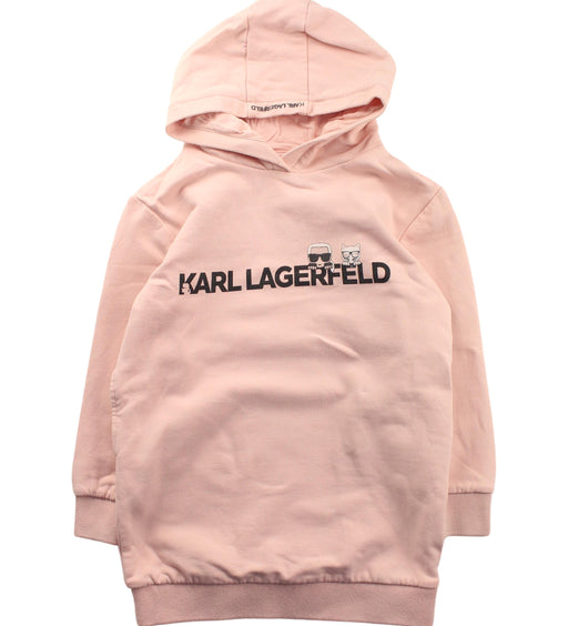 A Pink Hooded Sweatshirts from Karl Lagerfeld in size 5T for girl. (Front View)
