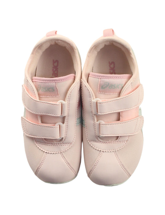A Pink Sneakers from ASICS in size 5T for girl. (Back View)