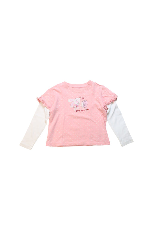A Pink Long Sleeve Tops from Chickeeduck in size 4T for girl. (Front View)