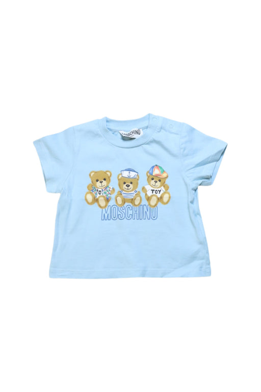 A Blue Short Sleeve T Shirts from Moschino in size 6-12M for boy. (Front View)