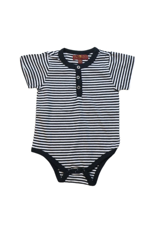 A Black Short Sleeve Bodysuits from 7 For All Mankind in size 6-12M for neutral. (Front View)