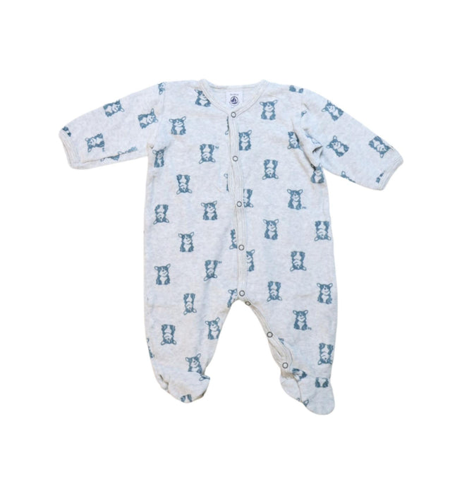 A Grey Onesies from Petit Bateau in size 0-3M for neutral. (Front View)