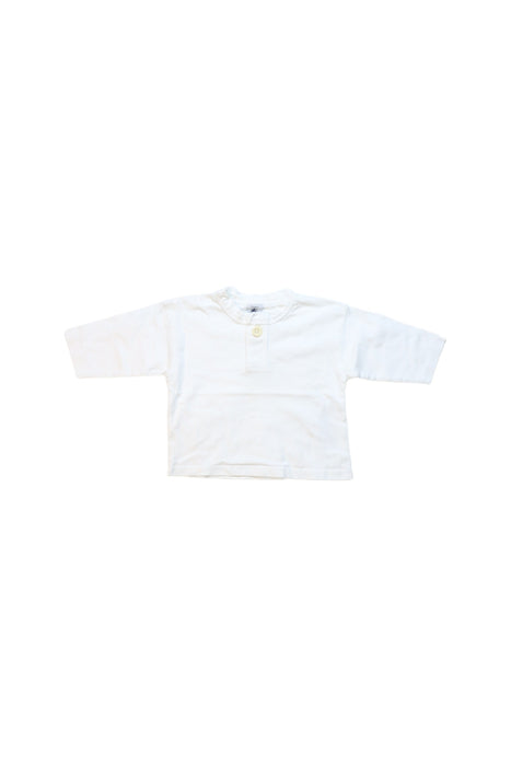 A White Long Sleeve T Shirts from Petit Bateau in size 0-3M for boy. (Front View)